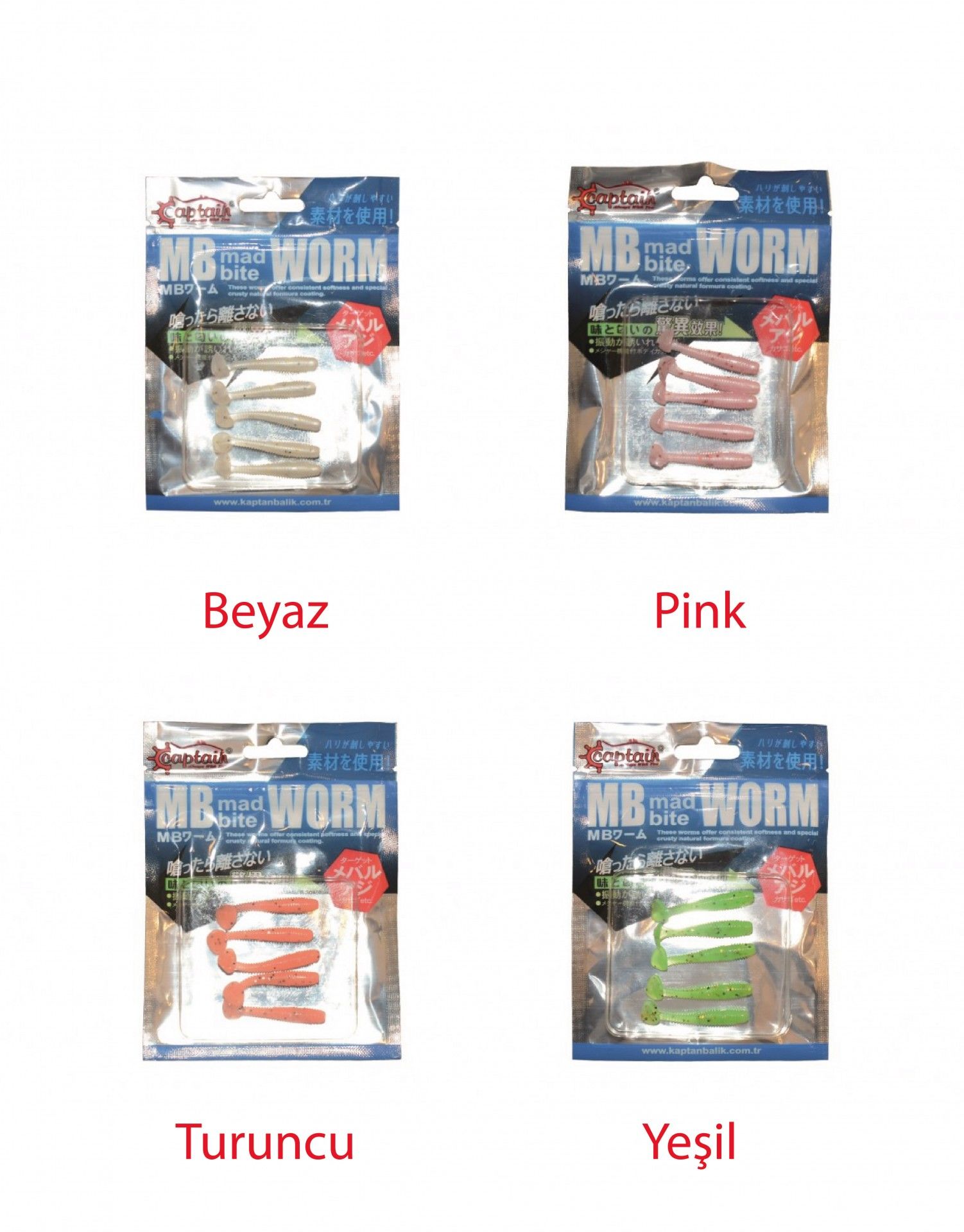 Captain 3522 Mad Bite Worm T Tail 3.6cm Aromalı LRF Silikon Yem 5'li Set